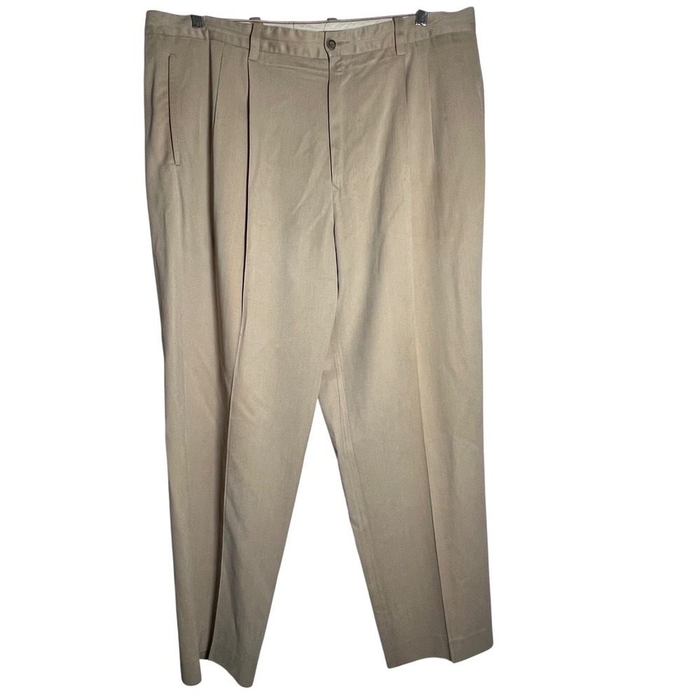 Tommy Bahama Mens Khaki Pleated Silk Blend Dress Pants Size 38x32 Resort Wear